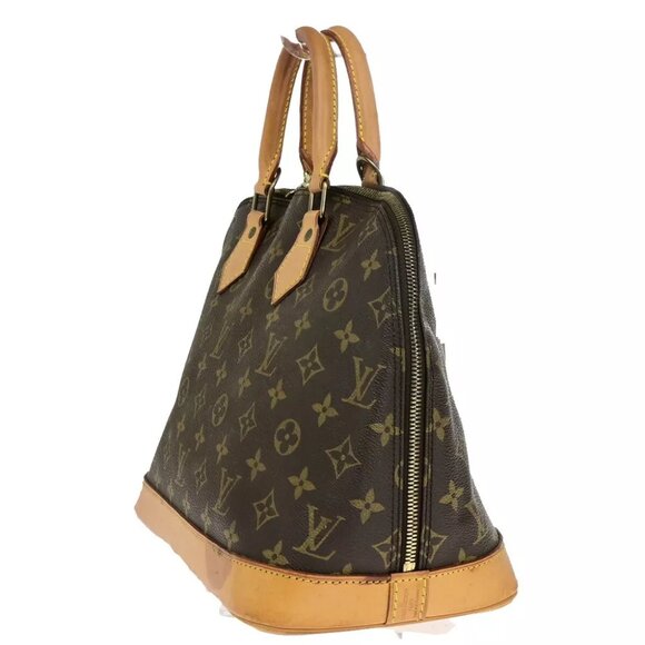 LOUIS VUITTON LV Logo Alma Hand Bag Monogram Leather Brown France M51130 35HB980 - Picture 11 of 16